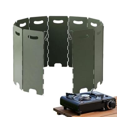 Imagem de Para-brisas para fogão de acampamento | 11 placas de proteção contra à prova de | Bloqueador de vendaval dobrável, para- portátil para uso ao ar livre para piquenique