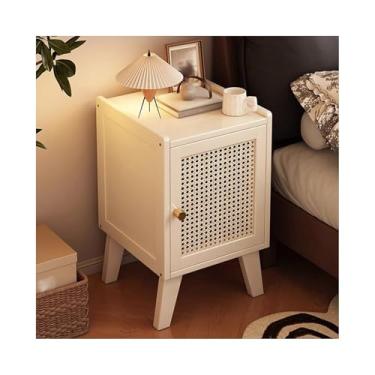 Imagem de Mesa De Cabeceira Estreita De Madeira Maciça, Mesa De Cabeceira Moderna Para Espaços Pequenos, Para Quarto, Sala De Estar, Dormitório(White)