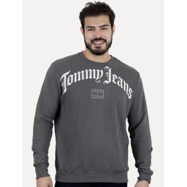 Imagem de Moletom Tommy Jeans Masculino Regular Crewneck Grunge Logo Grafite, M/
