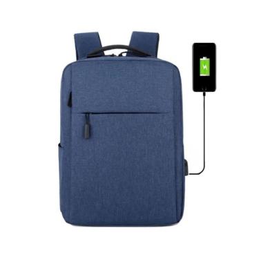 Imagem de Mochila Bolsa Slim Unissex Para Notebook Saída Usb Escola Faculdade Passeio Viagem azul