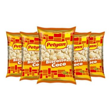 Imagem de 5 Pacotes de Biscoito Coco 400g PETYAN