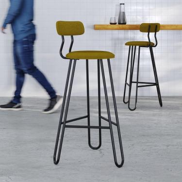 Imagem de Conjunto 4 Banquetas Alta Ginger Com Encosto Mostarda City