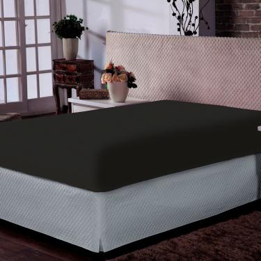 Imagem de Lençol Portallar Solteiro Com Elástico Malha 100% Algodão Premiun Classic Preto