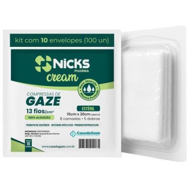 Imagem de Compressa de Gaze Estéril Algodão Nicks Pharma 13 Fios 7,5x7,5cm (15x3