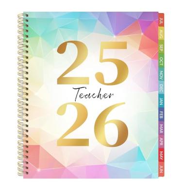 Imagem de Teacher Planner 2025-2026 - Teacher Planner 2025-2026, ano acadêmico, 22 x 27 cm, julho de 2025 a junho de 2026, livro de plano de aula semanal e mensal com abas mensais, estampa dourada