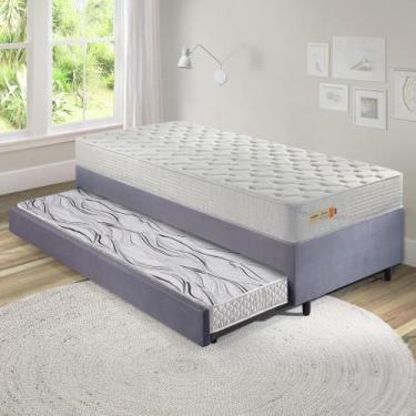 Imagem de Bicama Box 88x188 Suede Cinza com Colchão Ecoline D33 Ecofle - B&G