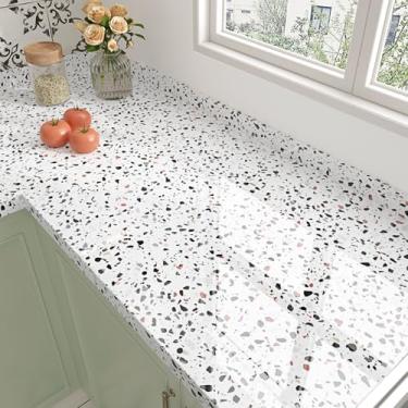 Imagem de Papel de contato Terrazzo 39.9 cm x 199.9 cm papel de contato de granito moderno simples para bancadas papel de parede de mármore à prova d'água removível papel de parede autoadesivo para banheiro