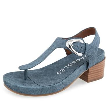 Imagem de Aerosoles Sandália feminina de salto California, Jeans azul texturizado couro sintético, 42