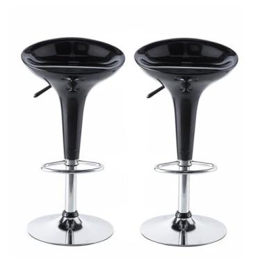 Imagem de Kit 2 Banquetas Alta Cozinha Bar Bancada BS10P Tulipa - Preta - BEST