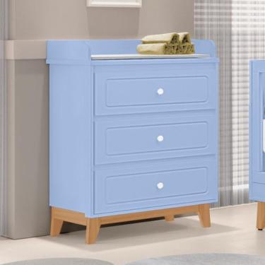 Imagem de Comoda Infantil Trocador Natan Tuboarte 100% em MDF, Azul