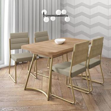 Imagem de Conjunto Sala De Jantar 4 Cadeiras Hilli Carraro Carvalho Dou