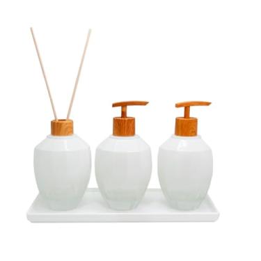 Imagem de Kit Conjunto Banheiro Lavabo Aromatizador Com Bandeja E Difusor Linha Premium