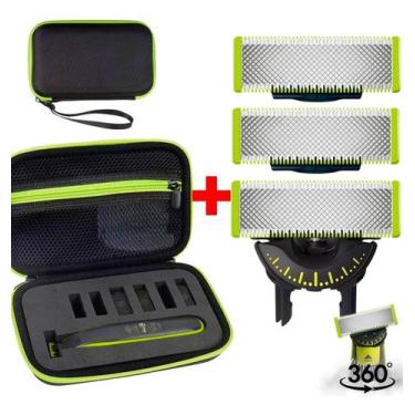Imagem de 03 Laminas Refil 360 + Case P/ Philips Oneblade - One Blade