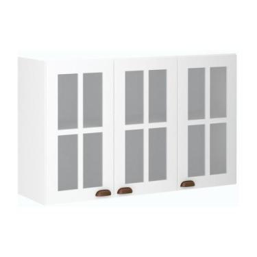 Imagem de Armário Aéreo Projetado 120cm 3 Portas com Vidro Cristal Luciane, Bran