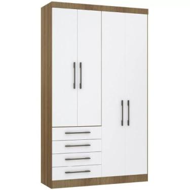Imagem de Guarda-roupa Modulado 134,5cm 4 Portas 4 Gavetas Paris Luciane, Avelã/
