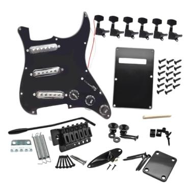 Imagem de TTETTZ Kits de guitarra elétrica faça você mesmo, tarraxas de afinação, placa de proteção de 11 furos para performance, Black B