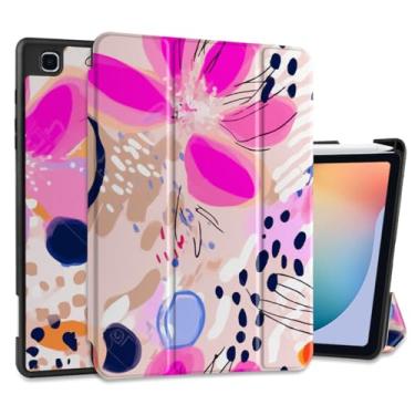 Imagem de DONGKE Capa para Samsung Galaxy Tab S6 Lite 10,4 polegadas 2024/2022/2020, suporte de três dobras + suporte para caneta S + despertar/hibernar automático + capa traseira com suporte protetor de TPU