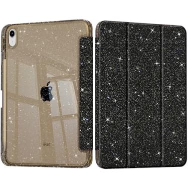 Imagem de Lepeoac Capa Sparkly para iPad de 11 polegadas A16 2025 Geração 11ª / iPad 11 polegadas 2022 10ª geração, Buit in Pencil Holder com glitter transparente com três dobras, suporte para despertar