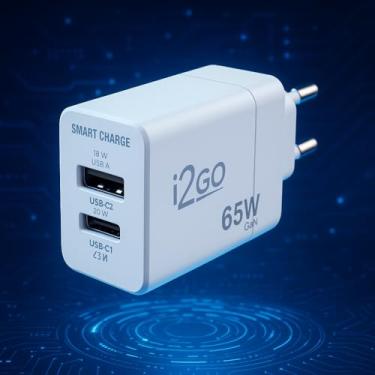 Imagem de Adaptador de Carregamento Rápido Turbo I2GO 65W + 20W, 2 US