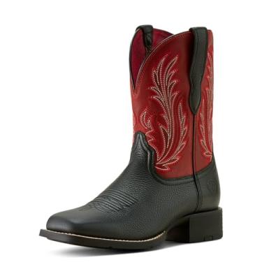 Imagem de ARIAT Bota feminina Round Up Filly Western, Preto Deertan/Vermelho Sangue, 40