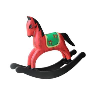 Imagem de Ioensy Estatueta de cavalo de madeira, ornamento de estátua de cavalo de balanço, escultura animal, decoração para casa para festas, mesa, prateleira, sala