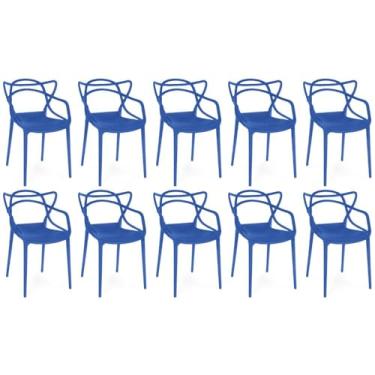 Imagem de Kit 10 Cadeiras de Jantar Allegra Prática Empilhável - Azul Petróleo
