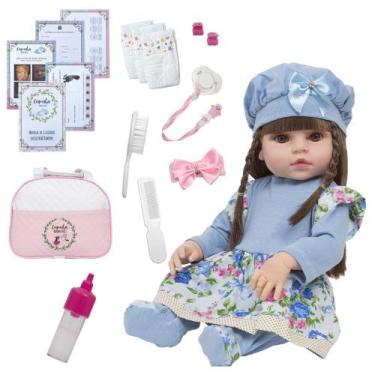 Imagem de Bebe Reborn Menina Realista 46cm Com Bolsa 20 Acessórios - Cegonha Reb