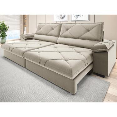 Imagem de Sofá com Carregador USB e Molas no Assento Retrátil Reclinável Nice 2,10m Veludocristal - NETSOFAS