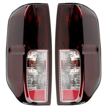 Imagem de Luzes traseiras vermelhas escuras com lâmpadas de halogêneo compatíveis com Nissan Frontier 2005-2021, 2009-2012 Suzuki Equator Lâmpadas de freio de luz traseira Smoke Lens NI2800170 26555-EA825