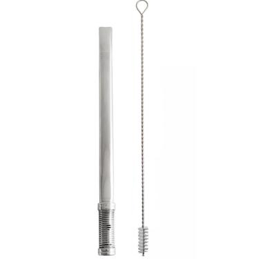 Imagem de Bomba Para Tereré Chimarrão Lisa Aço Inox 19cm Bojo Mola Com