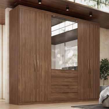 Imagem de Guarda Roupa Roupeiro Casal 06 Portas Giardino Nogueira Touch Demóbile