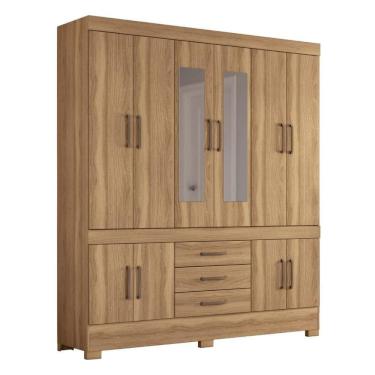 Imagem de Guarda Roupa Casal 10 Portas Com Espelho E 3 Gavetas New Murano Amêndola Touch