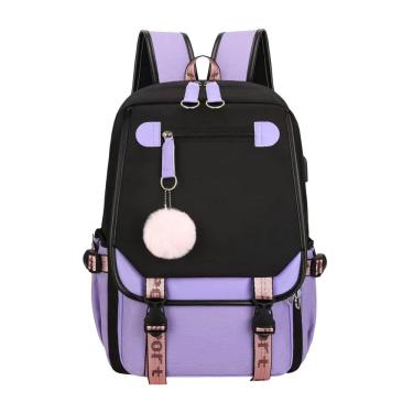 Imagem de Mochila JiaYou Little Girls` School Students Bolsa de livros 21L roxa