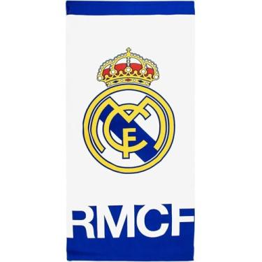 Imagem de CERDÁ LIFE'S LITTLE MOMENTS Toalha Real Madrid – Toalha oficial, brasão e cores do clube, ideal para praia, piscina, banho ou esporte, acessório prático para fãs de futebol