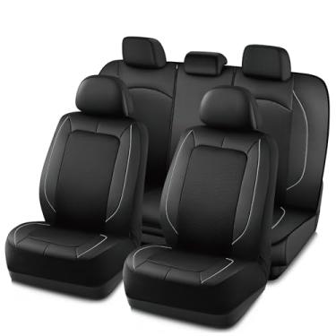 Imagem de PIC AUTO Capa de assento de carro, couro e malha – respirável, ajuste universal, design elegante em dois tons, protetor de assento confortável e durável para carros, SUVs e caminhões – banco dianteiro