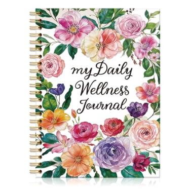 Imagem de QYUVK My Daily Wellness Journal Hardcover 160 Pages Lined Spiral Notebooks with Flower, Daily Self Care Lifestyle Planner to Support Overall Health, Self Love Diary to Practice Gratitude, Goal Setting