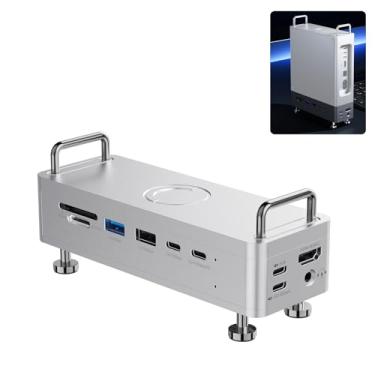 Imagem de ULANZI Estação de ancoragem QT03 e suporte com gabinete SSD NVME de 40 Gbps, 10 em 1 com 10 Gbps 4 USB C-A/áudio/4K HDMI/SSD/Hub/TF/SD porta compatível com Mac mini M4, M4 Pro/Dell/HP/Lenovo/iPhone e