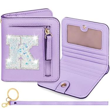 Imagem de YQE Carteira com inicial RFID para meninas pequenas, presentes na moda, aniversário, Natal, meia ideia de presente para adolescentes, filha, neta, sobrinha, 6, 7, 8, 9, 10, 11, 12, 13 anos, Roxa, K