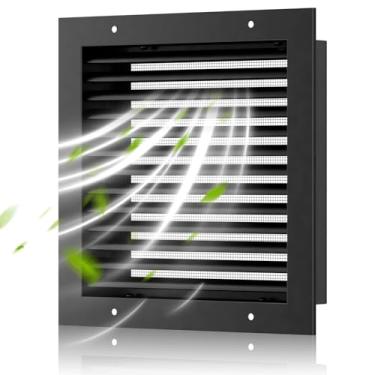 Imagem de Aberturas de empena de 30,5 x 30,5 cm, saída de sótão de liga de alumínio Hon&Guan para aberturas de portas de casas para portas externas [Abertura de ventilação: 26,7 cm x 26,7 cm], preto