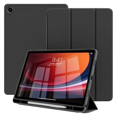 Imagem de KVTVOU Capa para Samsung Galaxy Tab A9+/A9 Plus 28 cm 2023 (SM-X210/X216/X218) com suporte para lápis, capa protetora inteligente fina com três dobras e parte traseira de TPU macio, despertar/hibernar