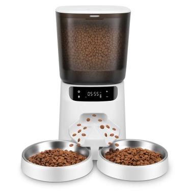 Imagem de Alimentador automático de gatos Katalic para 2 gatos 5L com 2 taças e temporizador