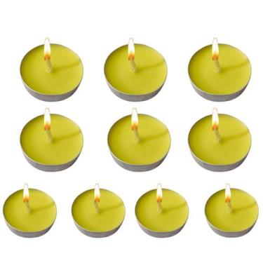 Imagem de Kit 10 Velas Amarelo Rechaud Parafina Decoração - Meta Atacado