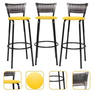 Imagem de Kit 3 Banquetas Bancos Para Cozinha Gourmet Bancada Balcão Bar Ilha Ár