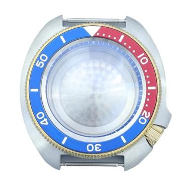 Imagem de FEIYASHI Caixa de relógio dourada PVD de vidro safira de luxo de 44 mm moldura de alumínio de aço inoxidável para peças de movimento NH35 NH34/36, NH35 NH34/36/38 Movimento + anel capítulo azul 11