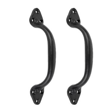 Imagem de SKANDH Puxador Iron Paan com revestimento em pó preto antigo para portas de celeiro de madeira vintage, portões, armários, móveis, gavetas, armários, guarda-roupas e galpões (16,25 x 1,2 polegadas)