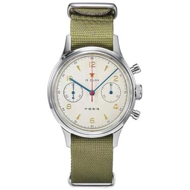 Imagem de SEAKOSS Relógio mecânico masculino retrô cronógrafo 1963 original Seagull ST1901 com movimento manual safira e espelho acrílico piloto, 38 mm - acrílico sem pescoço de ganso