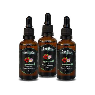 Imagem de Kit 3 Unid Óleo Puro Vegetal Rosa Mosqueta Clareador Amaozon
