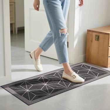 Imagem de HIHUHEN Capacho/tapete de porta antiderrapante com base de borracha – possui absorção de água e proteção de lama, adequado para quartos e áreas de entrada (120 x 49 cm, Argyle)