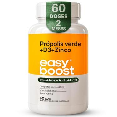 Imagem de Extrato de Própolis Verde 35mg de Compostos Fenólicos + Vitamina D3 2000ui + Zinco Bisglicinato Easy Boost 60 Cápsulas