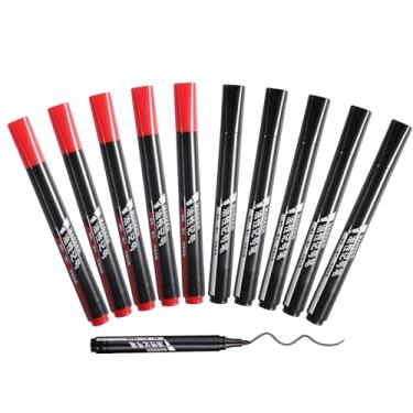 Imagem de GZBABY Marcadores permanentes, 10 peças, caneta marcador impermeável para plástico, madeira, pedra, metal, superfície de vidro (preto vermelho)